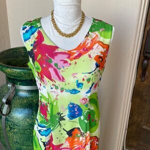 Size med bright water color print maxi dress